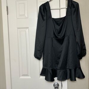 Black Ruffled Long Sleeve Dress